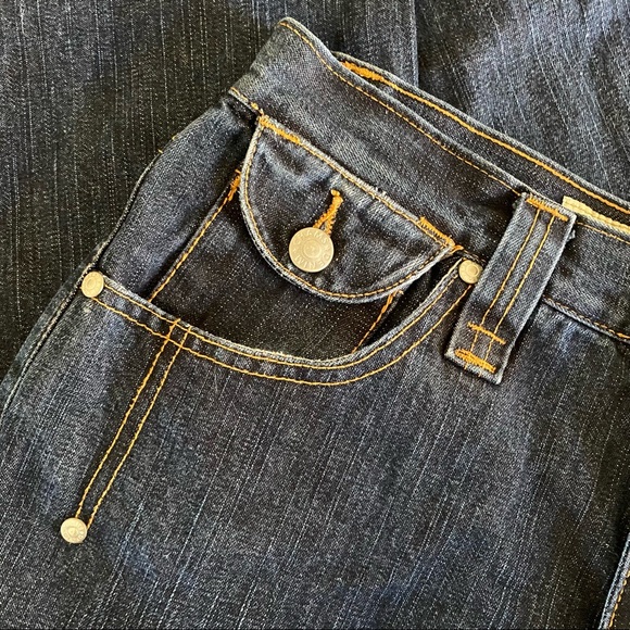 Chams Jeans Dark Wash Contrast Stitching Button Pocket 32x30 F - Picture 5 of 7